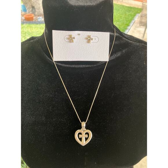 JAMES AVERY RETIRED 925 LOVE HEART, CROSS NECKLACCE AND EARRING SET - Picture 1 of 13